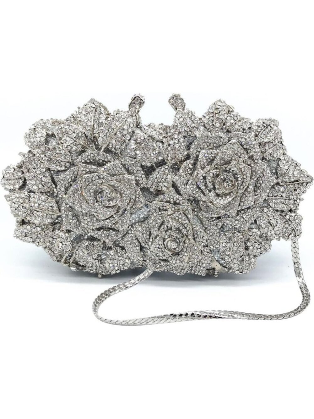 Elegant Floral Rhinestone Clutch Purse | Luxury Crystal Evening Bag